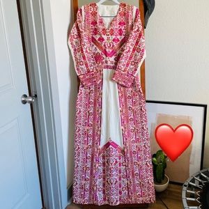 New Custom Made White & Red Palestinian Thobe